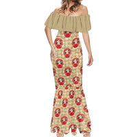 Japanese Daruma Doll Mermaid Dress Palaka With Seamless Bamboo Pattern - Wonder Print Shop