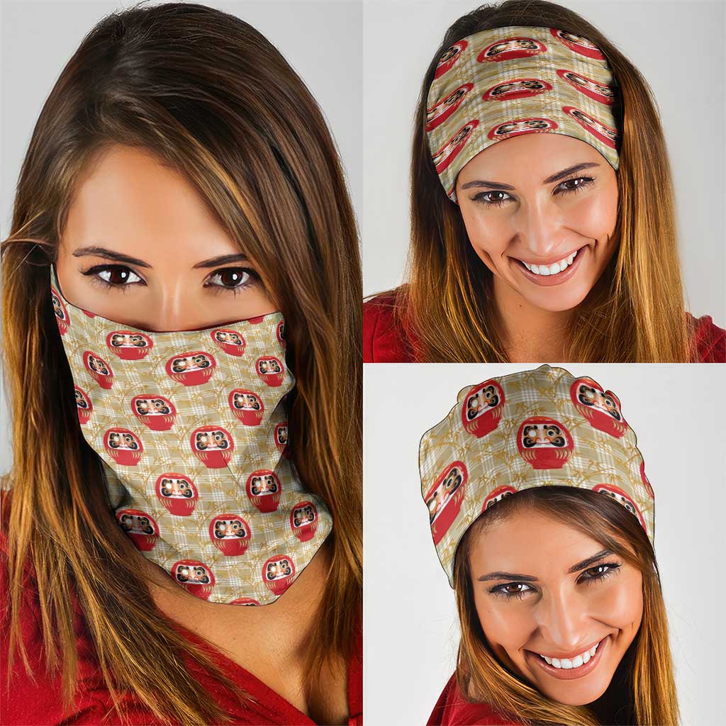 Japanese Daruma Doll Neck Gaiter Palaka With Seamless Bamboo Pattern - Wonder Print Shop
