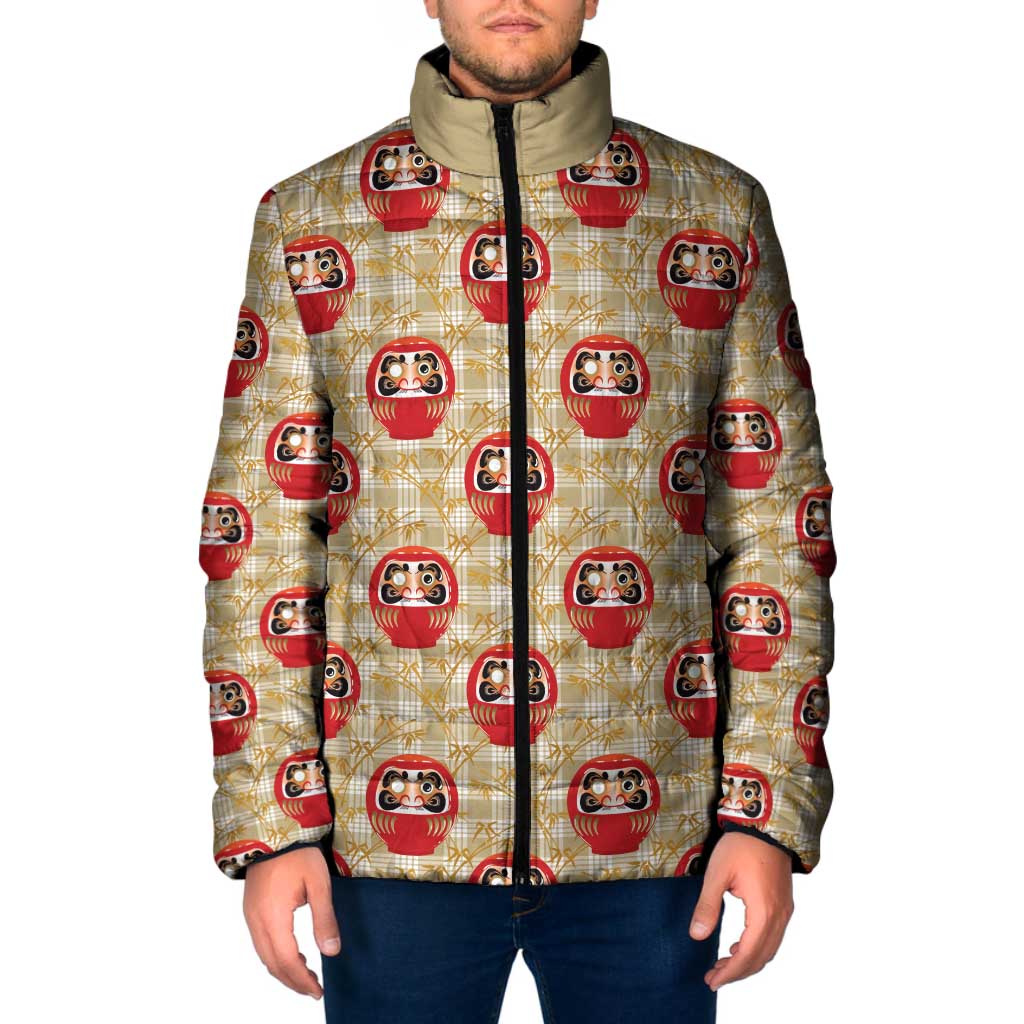 Japanese Daruma Doll Padded Jacket Palaka With Seamless Bamboo Pattern - Wonder Print Shop