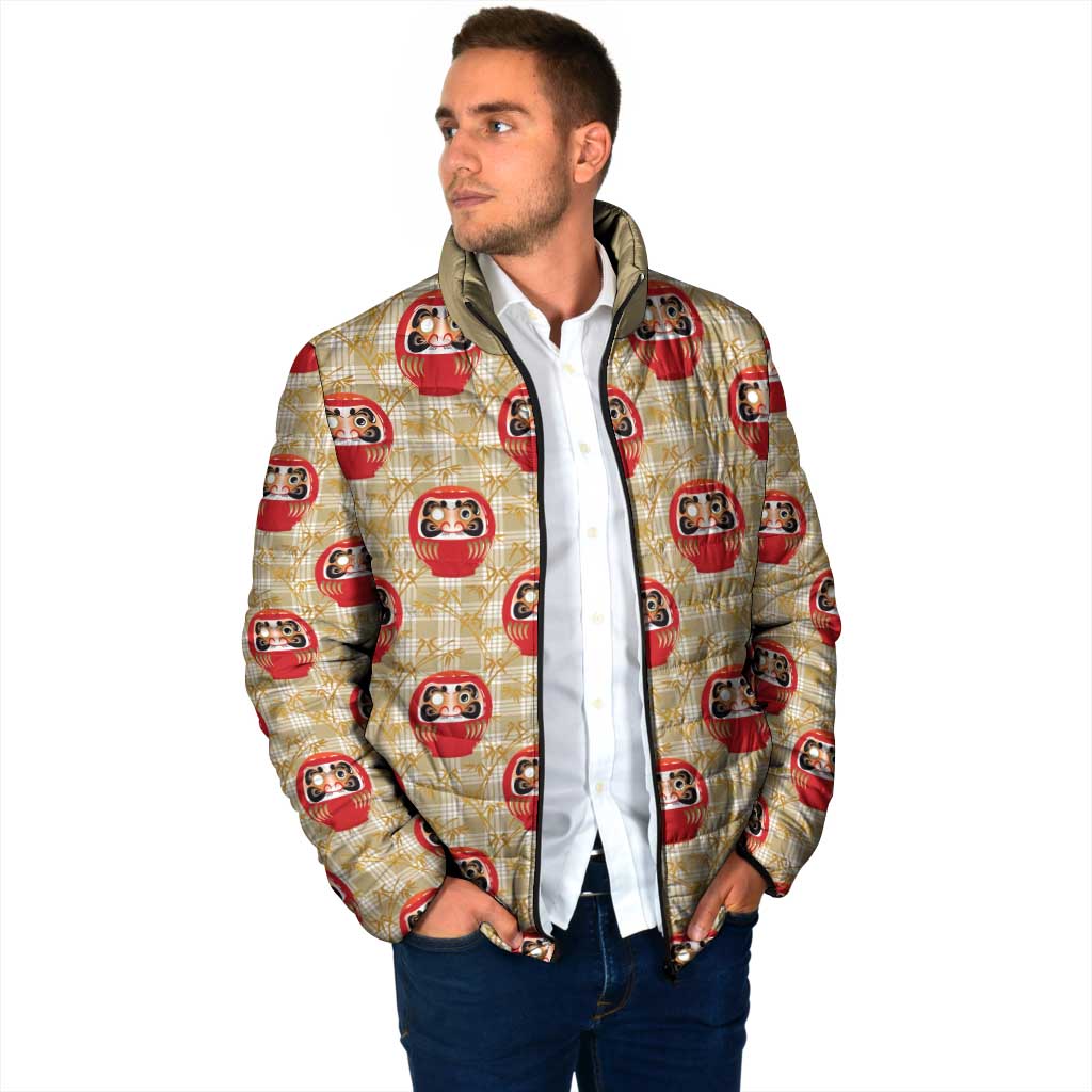 Japanese Daruma Doll Padded Jacket Palaka With Seamless Bamboo Pattern - Wonder Print Shop