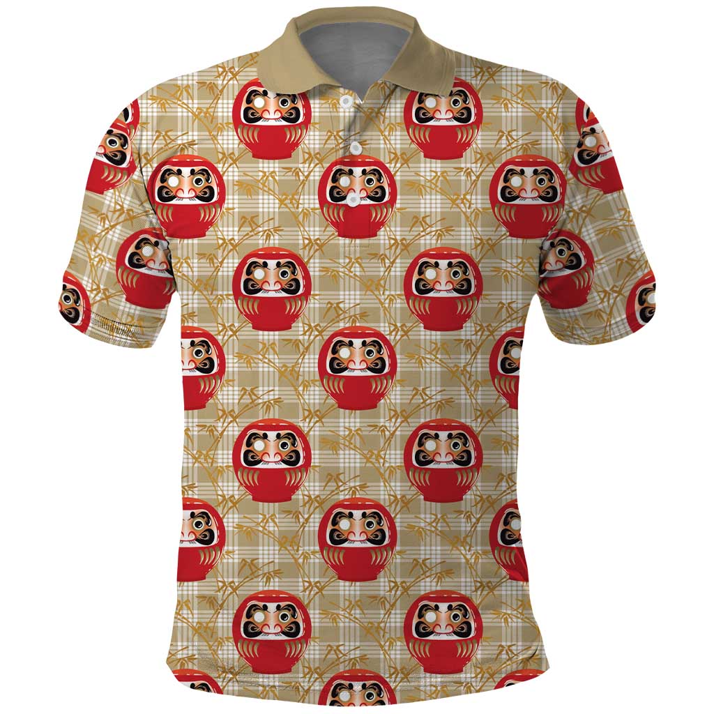Japanese Daruma Doll Polo Shirt Palaka With Seamless Bamboo Pattern - Wonder Print Shop