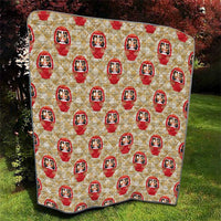 Japanese Daruma Doll Quilt Palaka With Seamless Bamboo Pattern - Wonder Print Shop