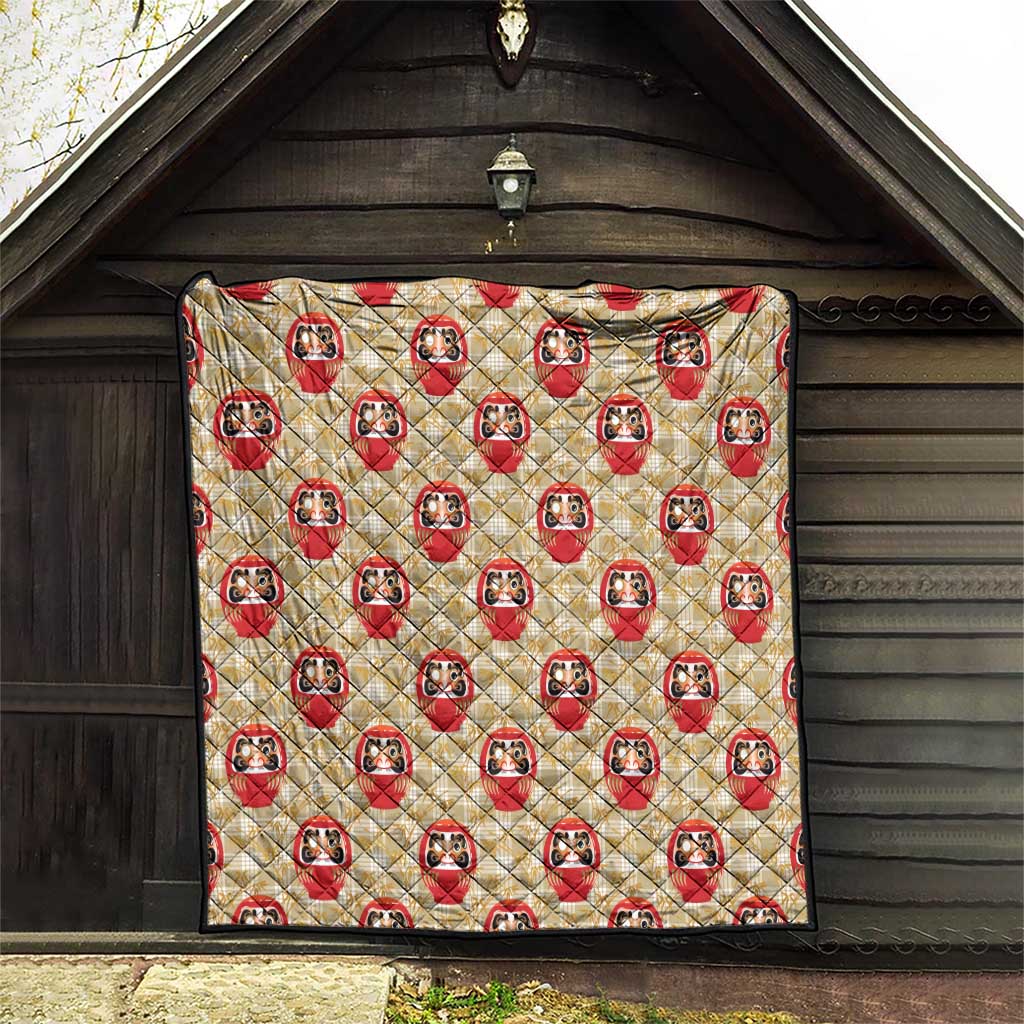 Japanese Daruma Doll Quilt Palaka With Seamless Bamboo Pattern - Wonder Print Shop