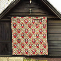Japanese Daruma Doll Quilt Palaka With Seamless Bamboo Pattern - Wonder Print Shop