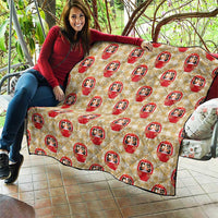 Japanese Daruma Doll Quilt Palaka With Seamless Bamboo Pattern - Wonder Print Shop