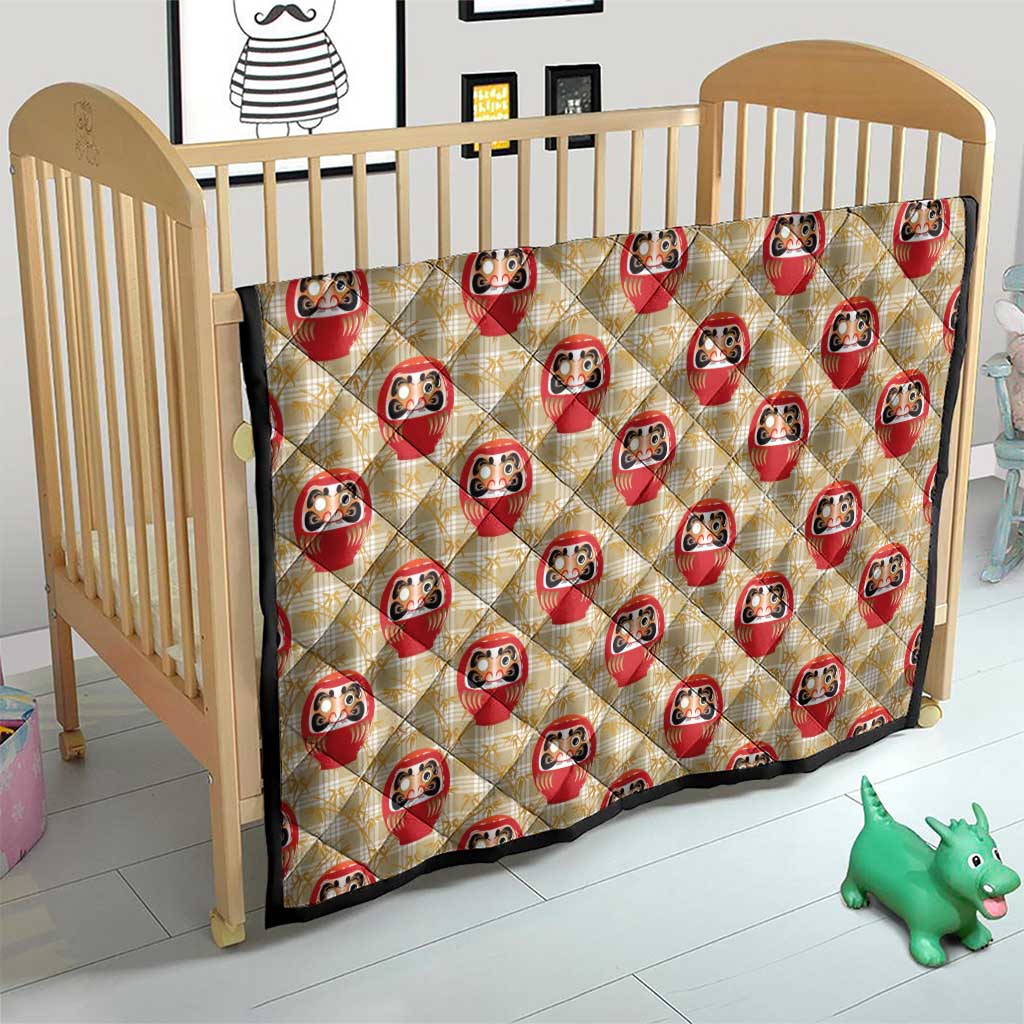 Japanese Daruma Doll Quilt Palaka With Seamless Bamboo Pattern - Wonder Print Shop