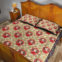 Japanese Daruma Doll Quilt Bed Set Palaka With Seamless Bamboo Pattern - Wonder Print Shop