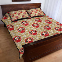 Japanese Daruma Doll Quilt Bed Set Palaka With Seamless Bamboo Pattern - Wonder Print Shop