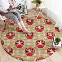 Japanese Daruma Doll Round Carpet Palaka With Seamless Bamboo Pattern - Wonder Print Shop