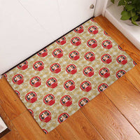 Japanese Daruma Doll Rubber Doormat Palaka With Seamless Bamboo Pattern - Wonder Print Shop