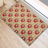 Japanese Daruma Doll Rubber Doormat Palaka With Seamless Bamboo Pattern - Wonder Print Shop