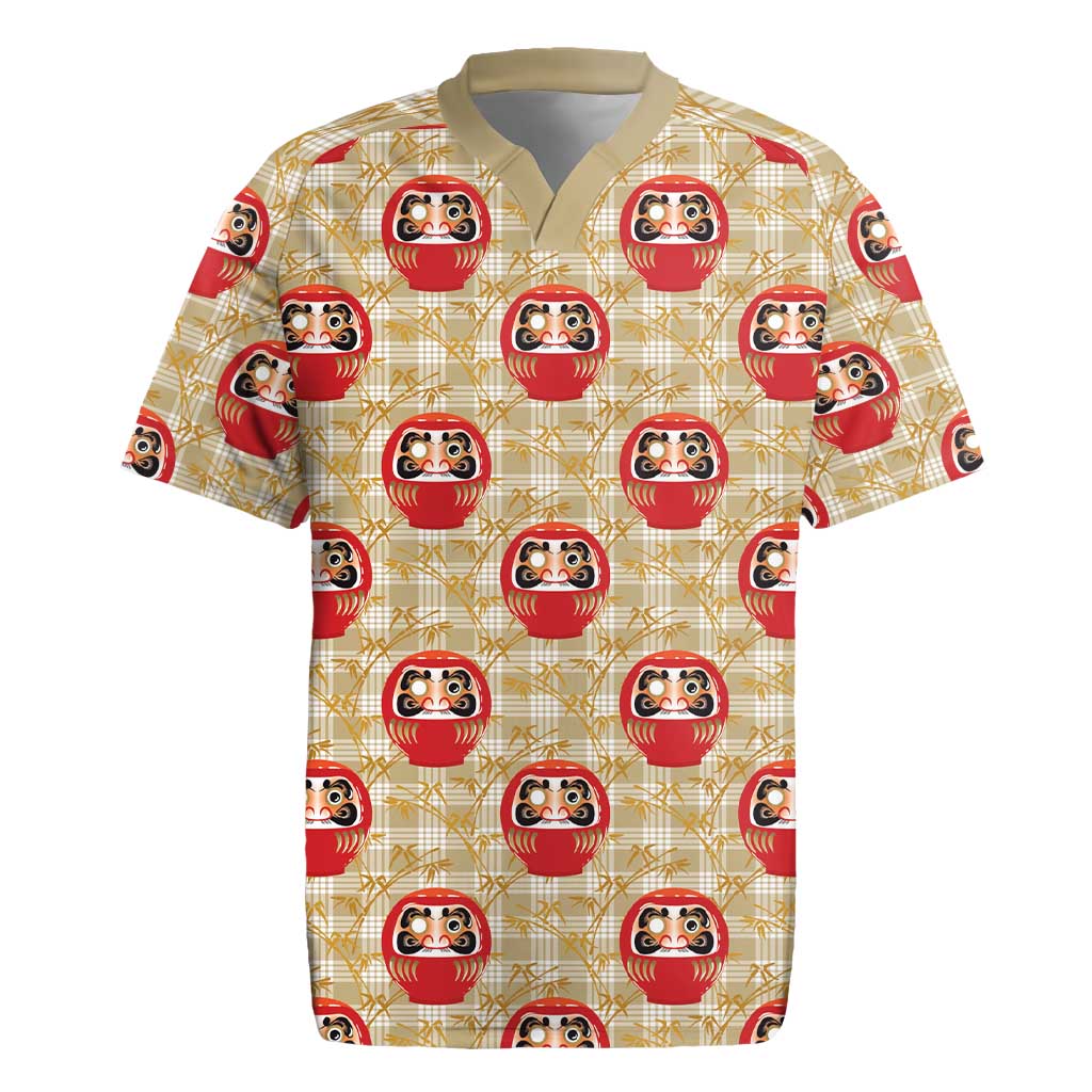 Japanese Daruma Doll Rugby Jersey Palaka With Seamless Bamboo Pattern - Wonder Print Shop