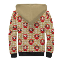 Japanese Daruma Doll Sherpa Hoodie Palaka With Seamless Bamboo Pattern - Wonder Print Shop
