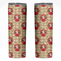 Japanese Daruma Doll Skinny Tumbler Palaka With Seamless Bamboo Pattern - Wonder Print Shop