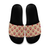 Japanese Daruma Doll Slide Sandals Palaka With Seamless Bamboo Pattern - Wonder Print Shop
