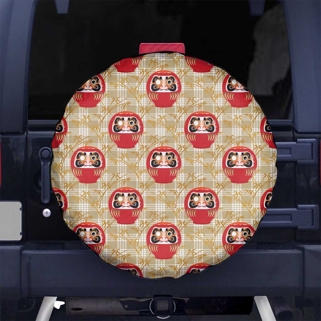 Japanese Daruma Doll Spare Tire Cover Palaka With Seamless Bamboo Pattern - Wonder Print Shop