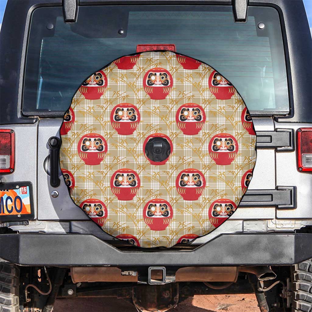 Japanese Daruma Doll Spare Tire Cover Palaka With Seamless Bamboo Pattern - Wonder Print Shop