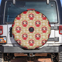 Japanese Daruma Doll Spare Tire Cover Palaka With Seamless Bamboo Pattern - Wonder Print Shop