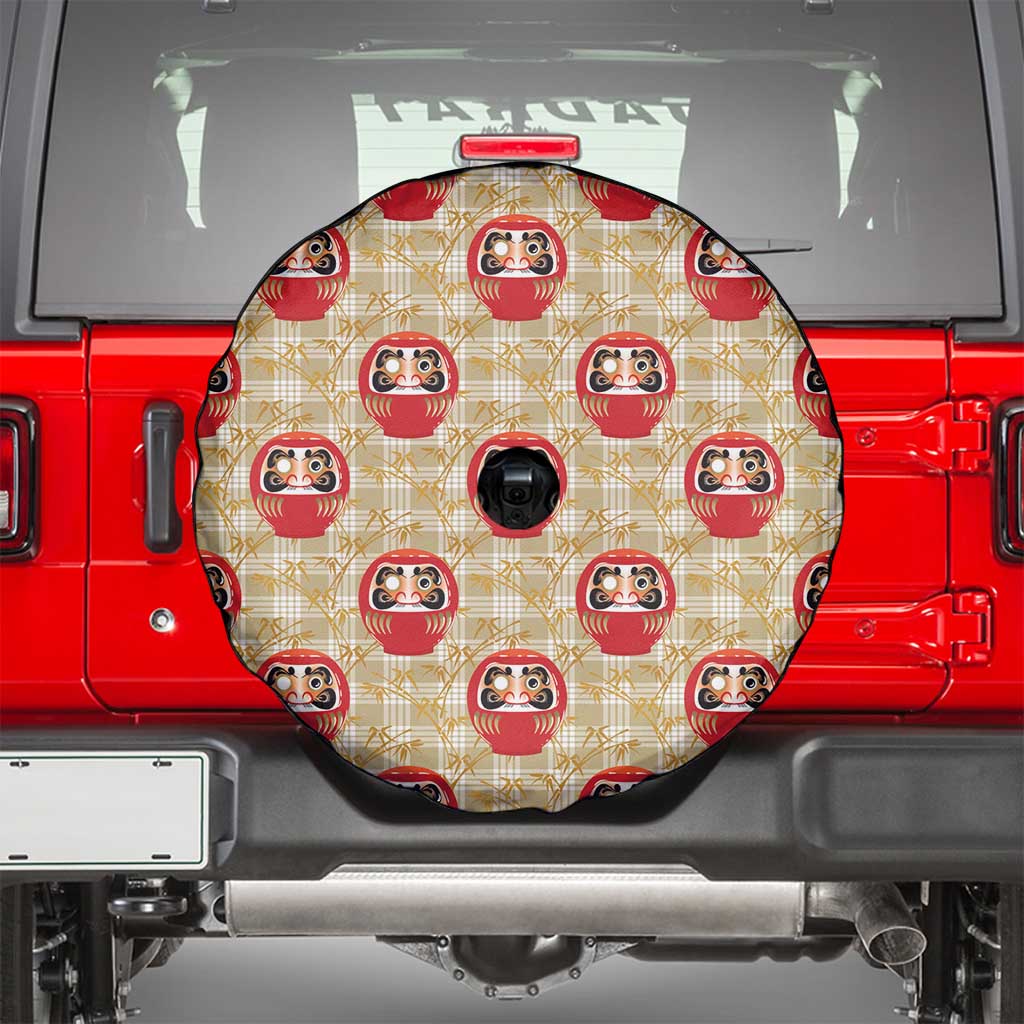 Japanese Daruma Doll Spare Tire Cover Palaka With Seamless Bamboo Pattern - Wonder Print Shop