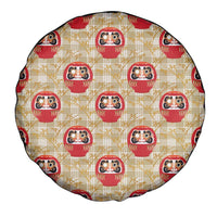 Japanese Daruma Doll Spare Tire Cover Palaka With Seamless Bamboo Pattern - Wonder Print Shop
