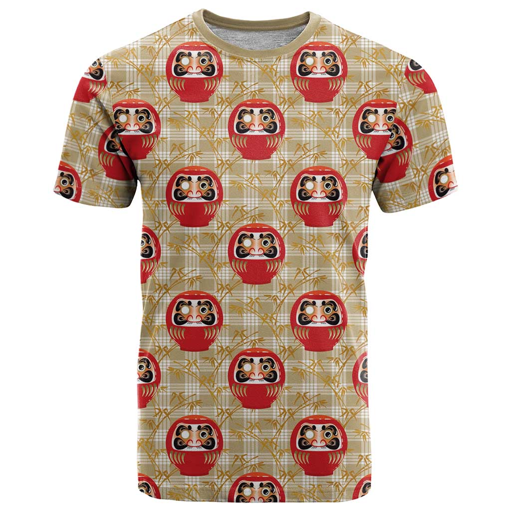 Japanese Daruma Doll T Shirt Palaka With Seamless Bamboo Pattern - Wonder Print Shop