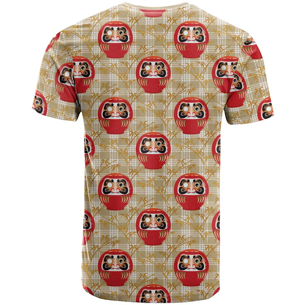 Japanese Daruma Doll T Shirt Palaka With Seamless Bamboo Pattern - Wonder Print Shop