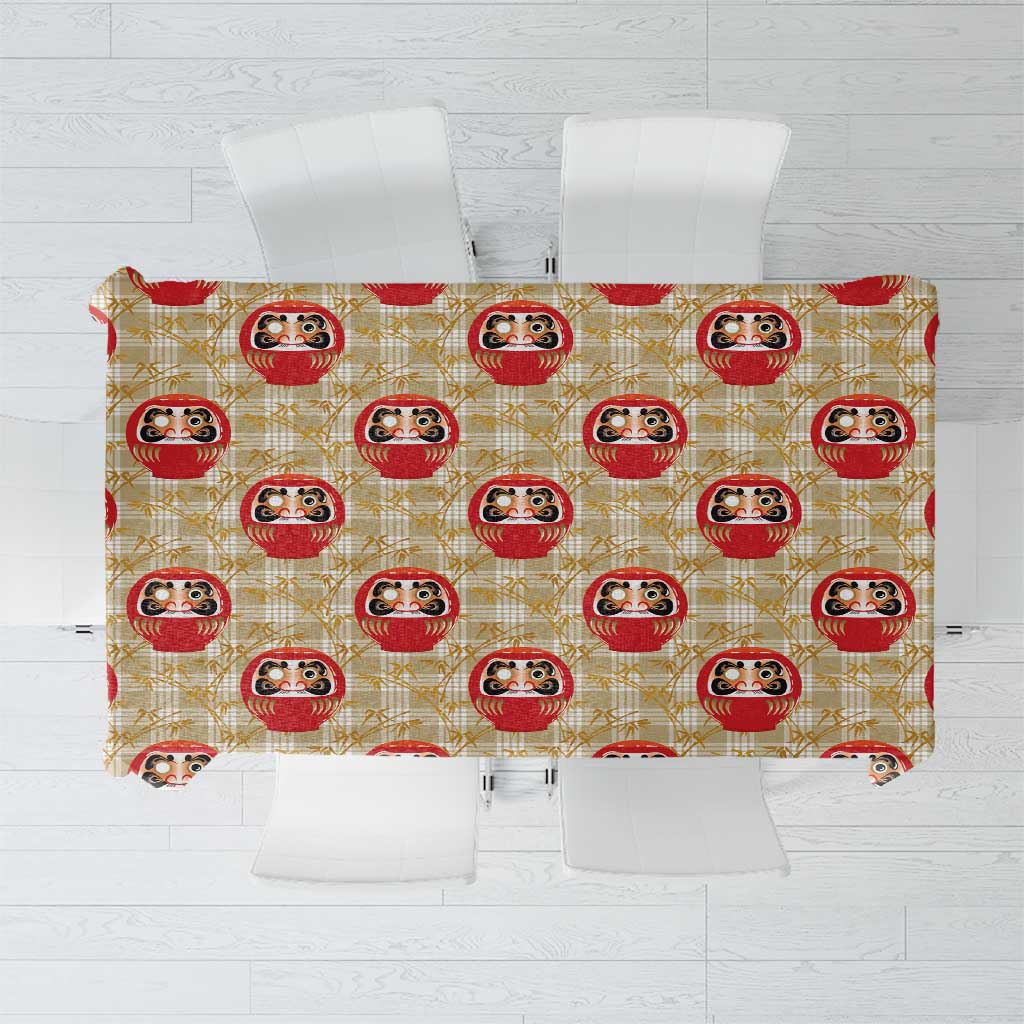 Japanese Daruma Doll Tablecloth Palaka With Seamless Bamboo Pattern - Wonder Print Shop