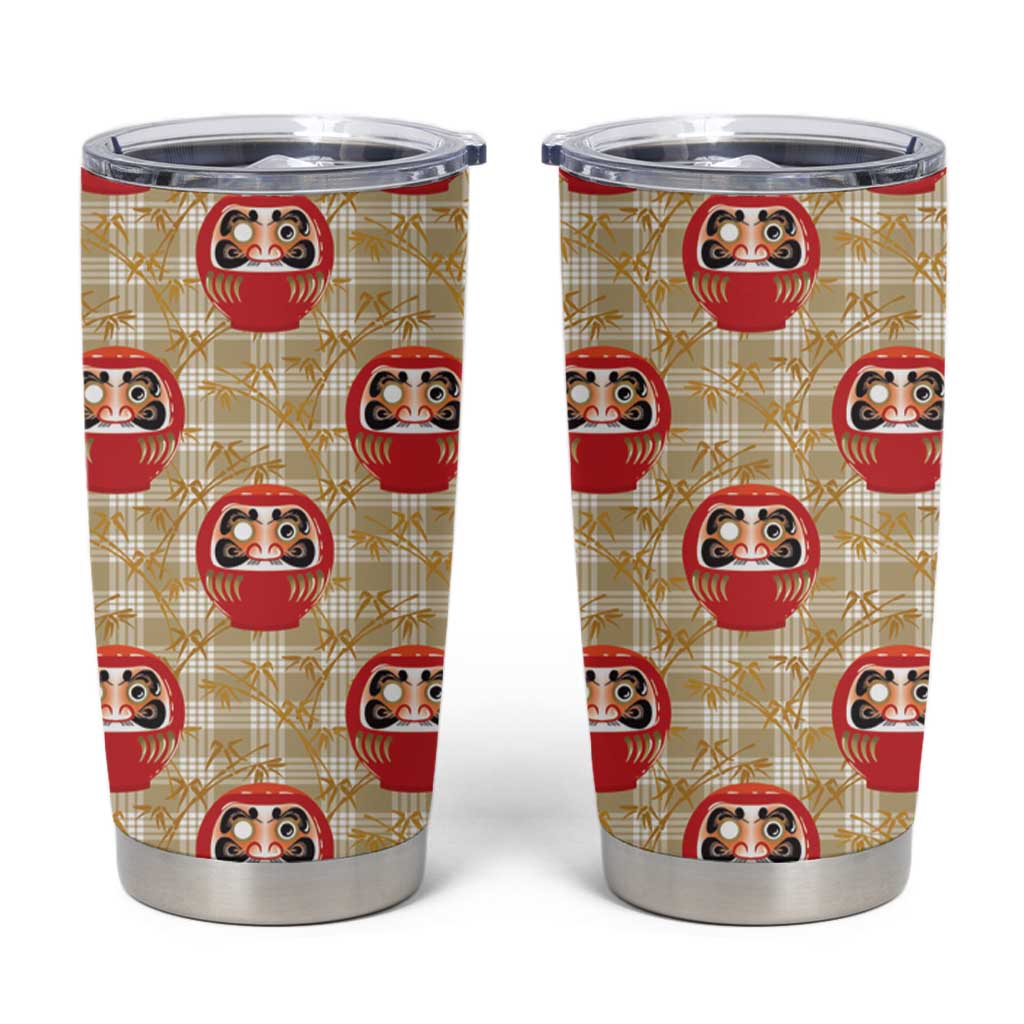 Japanese Daruma Doll Tumbler Cup Palaka With Seamless Bamboo Pattern - Wonder Print Shop