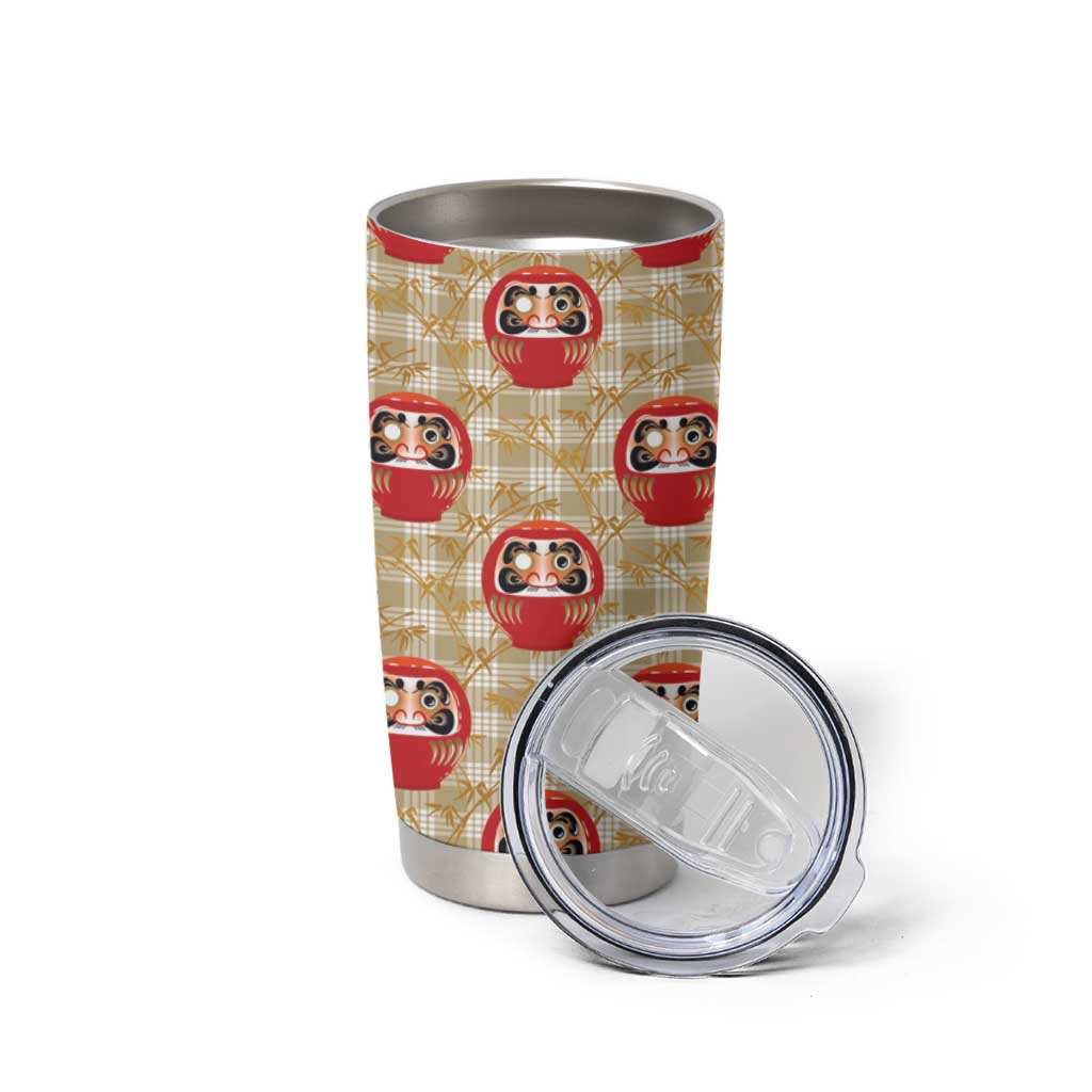 Japanese Daruma Doll Tumbler Cup Palaka With Seamless Bamboo Pattern - Wonder Print Shop