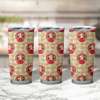 Japanese Daruma Doll Tumbler Cup Palaka With Seamless Bamboo Pattern - Wonder Print Shop