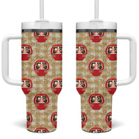 Japanese Daruma Doll Tumbler With Handle Palaka With Seamless Bamboo Pattern - Wonder Print Shop