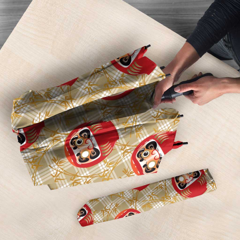 Japanese Daruma Doll Umbrella Palaka With Seamless Bamboo Pattern - Wonder Print Shop