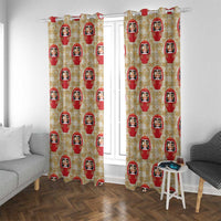 Japanese Daruma Doll Window Curtain Palaka With Seamless Bamboo Pattern - Wonder Print Shop