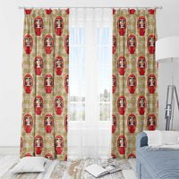 Japanese Daruma Doll Window Curtain Palaka With Seamless Bamboo Pattern - Wonder Print Shop