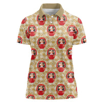 Japanese Daruma Doll Women Polo Shirt Palaka With Seamless Bamboo Pattern - Wonder Print Shop