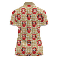 Japanese Daruma Doll Women Polo Shirt Palaka With Seamless Bamboo Pattern - Wonder Print Shop