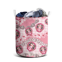 Japanese Daruma Doll Palaka Laundry Basket Cherry Blossoms With Shell Lei - Wonder Print Shop