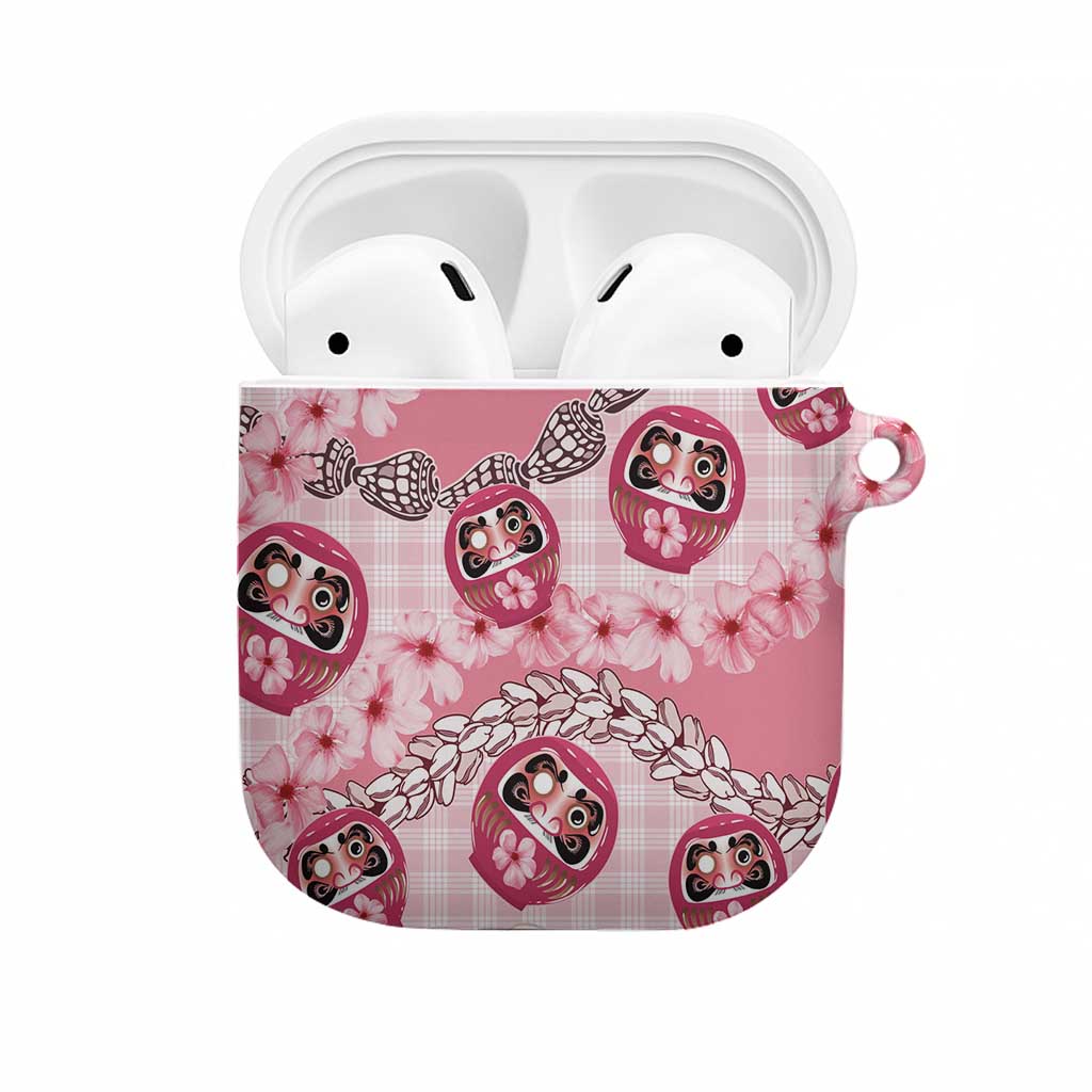 Japanese Daruma Doll Palaka AirPods Case Cherry Blossoms With Shell Lei - Wonder Print Shop