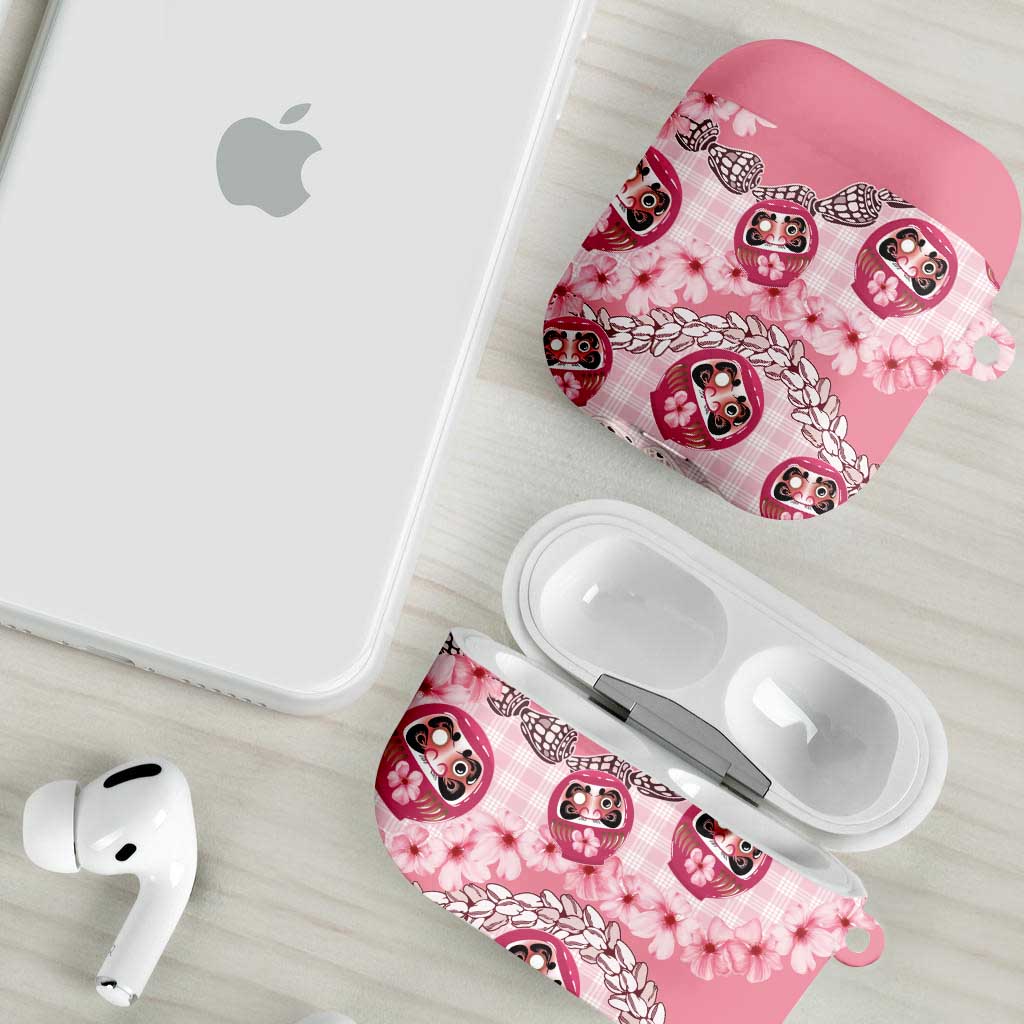 Japanese Daruma Doll Palaka AirPods Case Cherry Blossoms With Shell Lei - Wonder Print Shop