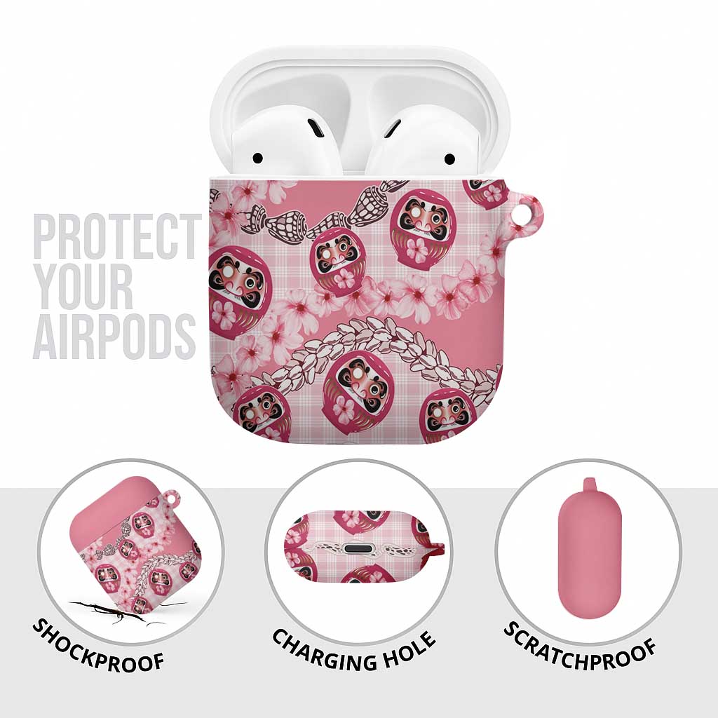 Japanese Daruma Doll Palaka AirPods Case Cherry Blossoms With Shell Lei - Wonder Print Shop
