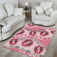Japanese Daruma Doll Palaka Area Rug Cherry Blossoms With Shell Lei - Wonder Print Shop