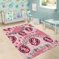 Japanese Daruma Doll Palaka Area Rug Cherry Blossoms With Shell Lei - Wonder Print Shop