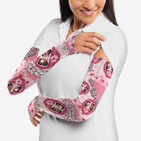 Japanese Daruma Doll Palaka Arm Sleeves Cherry Blossoms With Shell Lei - Wonder Print Shop