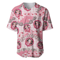 Japanese Daruma Doll Palaka Baseball Jersey Cherry Blossoms With Shell Lei - Wonder Print Shop