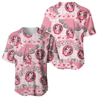 Japanese Daruma Doll Palaka Baseball Jersey Cherry Blossoms With Shell Lei - Wonder Print Shop