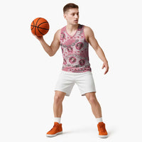 Japanese Daruma Doll Palaka Basketball Jersey Cherry Blossoms With Shell Lei - Wonder Print Shop
