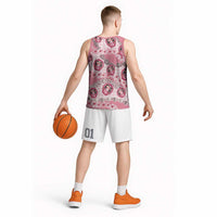 Japanese Daruma Doll Palaka Basketball Jersey Cherry Blossoms With Shell Lei - Wonder Print Shop
