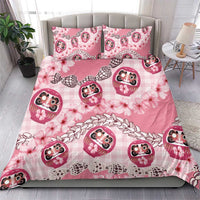 Japanese Daruma Doll Palaka Bedding Set Cherry Blossoms With Shell Lei - Wonder Print Shop