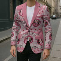 Japanese Daruma Doll Palaka Blazer Cherry Blossoms With Shell Lei - Wonder Print Shop