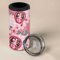 Japanese Daruma Doll Palaka 4 in 1 Can Cooler Tumbler Cherry Blossoms With Shell Lei - Wonder Print Shop
